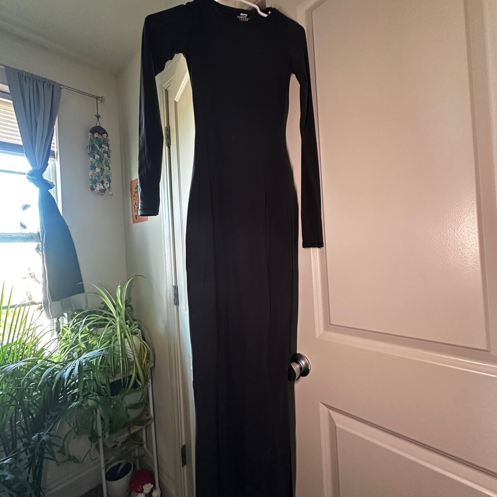 SKIMS FITS EVERYBODY CREW NECK LONG SLEEVE DRESS